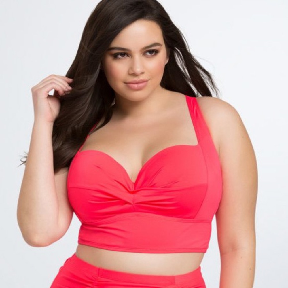 TORRID dark neon pink bikini top, 1X.